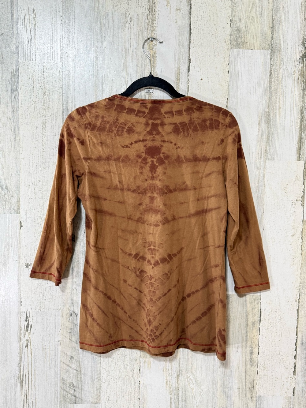 Tryst Brown Tie-Dye V-Neck Tunic with Beaded Embroidered Embellishment - Picture 7 of 9